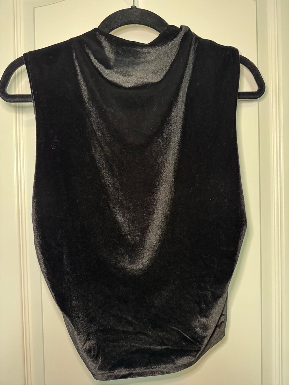 Sleeveless Black Velvet Mock Neck Bodysuit